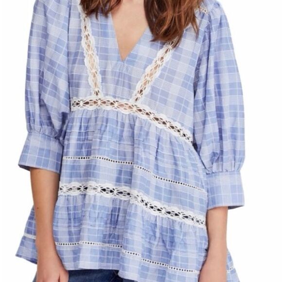 EUC Free People Blue Baby Doll Time Out Boho Tunic XS - Picture 1 of 7